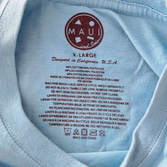 Maui & Sons Shark Graphic T-Shirt XL Ocean Blue - Picture 5 of 6